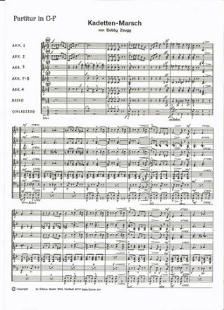 Bobby Zaugg Kadettenmarsch Akkordeon-Orchester Partitur