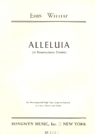 Alleluia for soprano (tenor) (soloist and unison chorus) a cappella