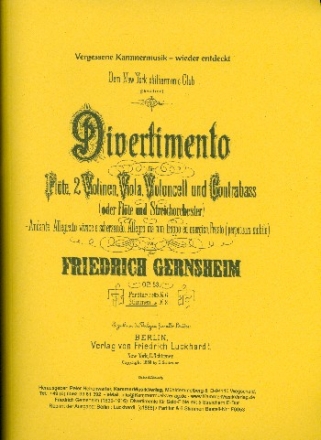 Divertimento E-Dur op.53 fr Solo-Flte mit Streichquintett oder -orchester Partitur und Stimmen