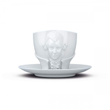 Wolfgang Amadeus Mozart Porzellantasse mit Untertasse (Hartporzellan)