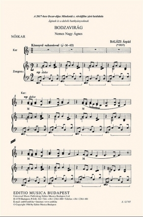 Bodzavirg for upper voices and piano choral score (ung)