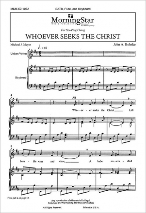 John A. Behnke Whoever Seeks the Christ SATB, Keyboard, Flute