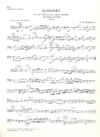 Konzert D-Dur TWV 53:D4 fr 2 Violinen, Fagott, Streicher und Bc Violoncello/Kontrabass/Violone