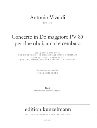 Konzert C-Dur PV85 fr 2 Oboen, Streicher und Cembalo Violoncello/Kontrabass