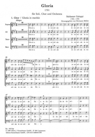 Gloria fr Soli, Chor, Orchester und Orgel Chorpartitur