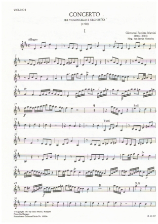 Konzert D.Dur fr Violoncello und Orchester Violine 1