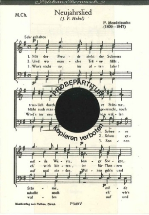 Mendelssohn Felix Neujahrslied MCh