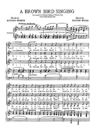Brown Bird Singing SSA SSA vocal score