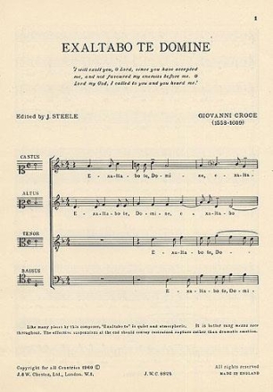 Giovanni Croce: Exaltabo Te Domine SATB vocal score