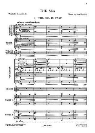 Kendell, I The Sea Score And Parts ensemble score and parts