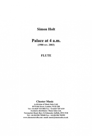 Simon Holt: Palace At 4 a.m. (Parts) Flute, Oboe, Clarinet, Cello Instrumental Work
