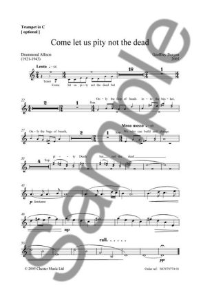 Geoffrey Burgon: Come Let Us Pity Not The Dead (Trumpet Part) trumpet part