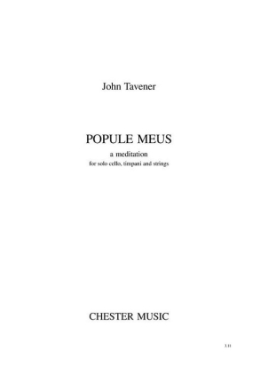 John Tavener: Popule Meus - a Meditation Cello, Timpani, String Ensemble score