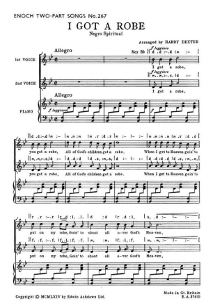 Dexter I Got A Robe 2 Pt (Tp267) Choral Vocal Score