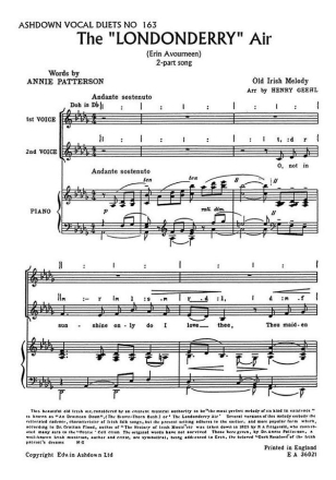 Londonderry Air Sa (Geehl) (Ea163) Choral