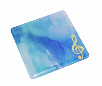 Magnet Untersetzer Violinschlssel golden/blau (8,3*8,3 cm)