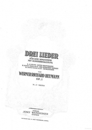 Drei Lieder f�r Gesang und Klavier