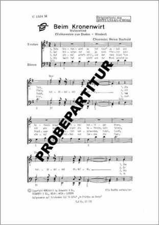 Beim Kronenwirt f�r M�nnerchor Singpartitur
