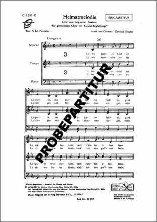 Heimatmelodie Kl.-Begl. f�r gem Chor