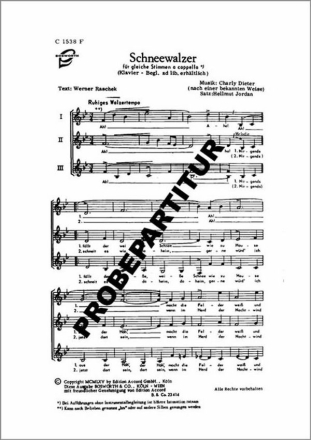 SCHNEEWALZER f�r Frauenchor Singpartitur