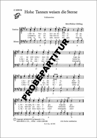 Hohe Tannen weisen die Sterne f�r M�nnerchor Singpartitur
