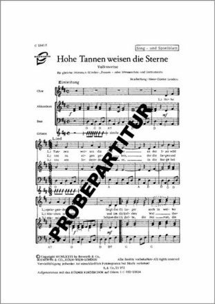 Hohe Tannen weisen die Sterne f�r Frauenchor Singpartitur