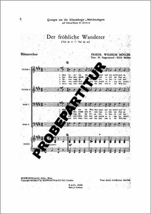 Der fr�hliche Wanderer f�r M�nnerchor Klavierpartitur