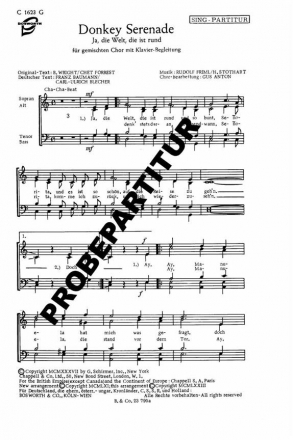 Donkey-Serenade fr gem Chor Singpartitur
