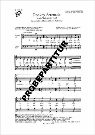 Donkey-Serenade f�r gem Chor Klavierpartitur