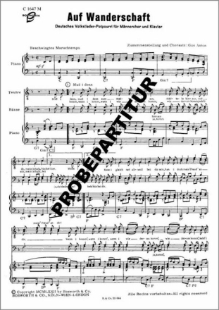Auf Wanderschaft f�r M�nnerchor Klavierpartitur
