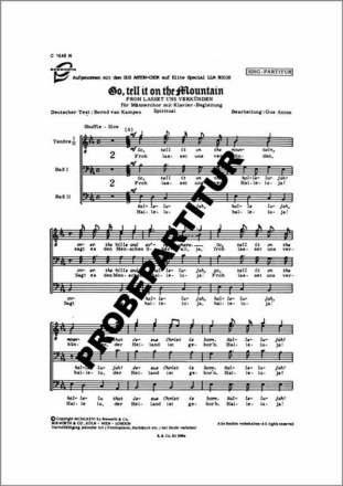 Go, tell it to the mountain f�r M�nnerchor Klavierpartitur