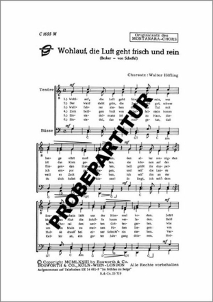 Wohlauf, die Luft geht frisch und rein f�r M�nnerchor Singpartitur