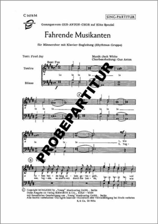 Jack (Arr. Gus White Fahrende Musikanten f�r M�nnerchor Klavierpartitur
