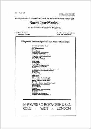 Nacht �ber Moskau f�r M�nnerchor Klavierpartitur