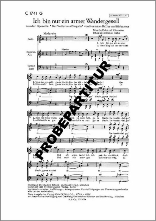 ICH BIN NUR EIN ARMER WANDERGESELL f�r gem Chor Klavierpartitur