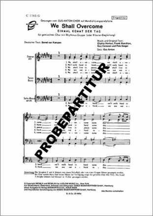 We shall overcome f�r gem Chor Klavierpartitur