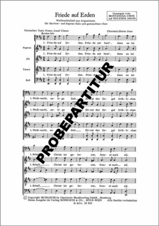 Friede auf Erden f�r gem Chor Singpartitur