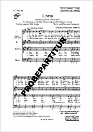 Gloria f�r M�nnerchor Singpartitur