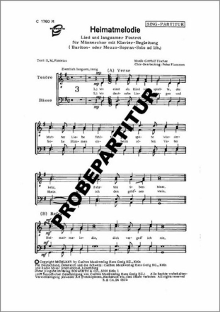 Heimatmelodie f�r M�nnerchor Klavierpartitur