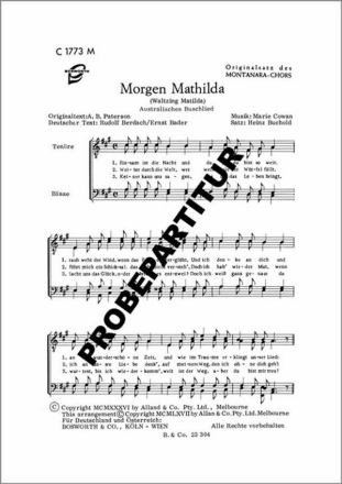 Morgen Mathilda f�r M�nnerchor Singpartitur
