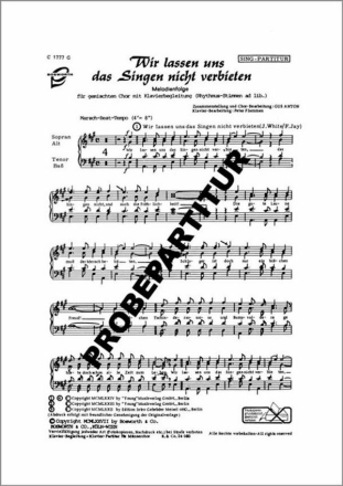Wir lassen uns das Singen nicht verbieten f�r gem Chor Singpartitur