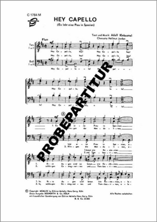 Hey Capello f�r M�nnerchor Singpartitur