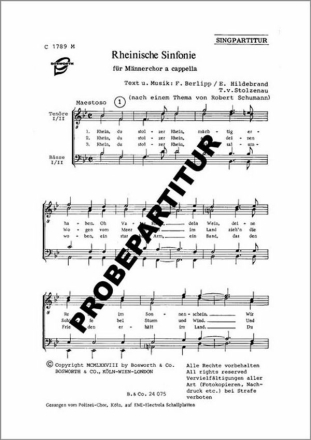 Rheinische Sinfonie f�r M�nnerchor Singpartitur