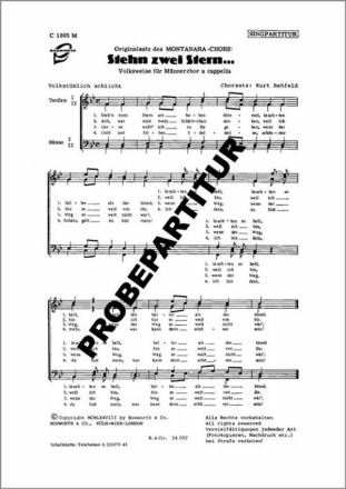Steh'n zwei Stern' f�r M�nnerchor Singpartitur