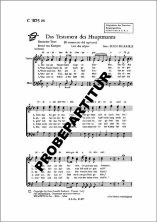Il Testamento del Capitano f�r M�nnerchor Singpartitur