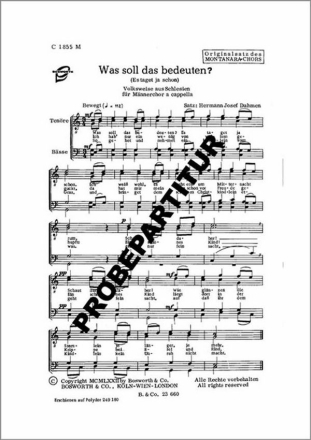 Was soll das bedeuten? f�r M�nnerchor Singpartitur