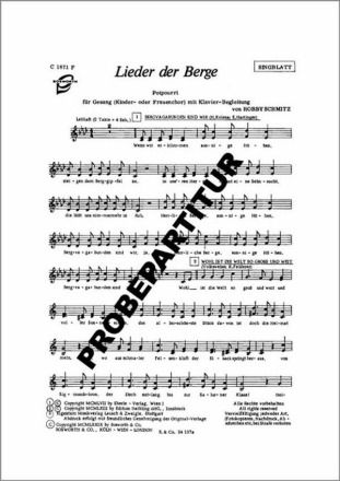 LIEDER DER BERGE f�r M�nnerchor Singpartitur