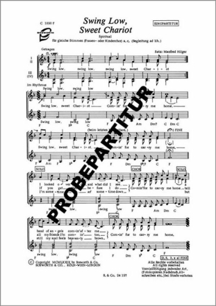Swing low, sweet chariot f�r Frauenchor Singpartitur