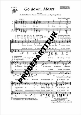 Go down, Moses f�r Frauenchor Singpartitur