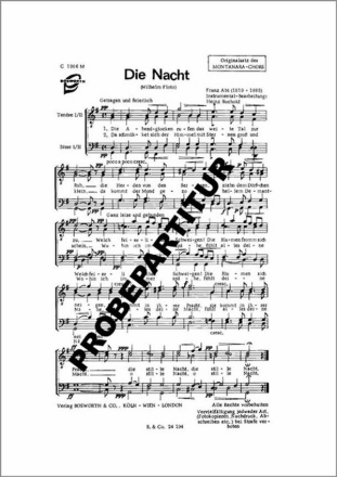 Die Nacht f�r M�nnerchor Singpartitur